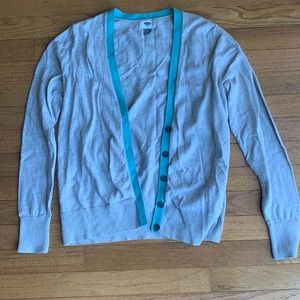 Grey Cardigan with Teal Accent!